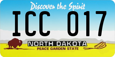ND license plate ICC017