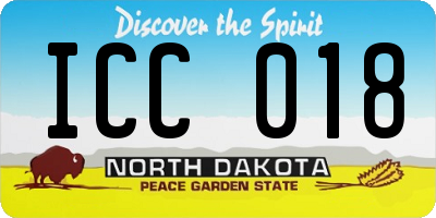 ND license plate ICC018