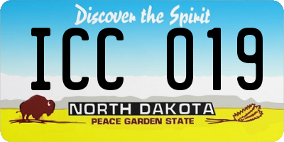 ND license plate ICC019