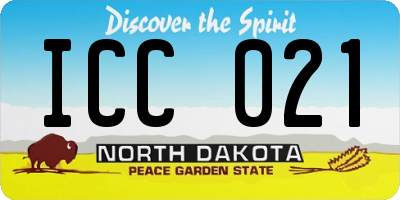 ND license plate ICC021