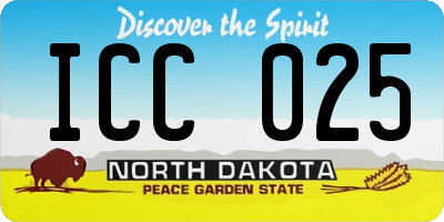 ND license plate ICC025