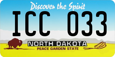 ND license plate ICC033
