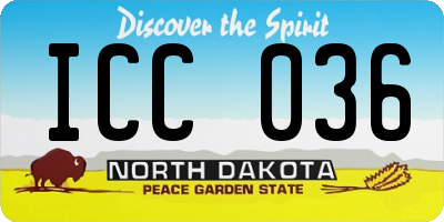 ND license plate ICC036