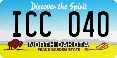 ND license plate ICC040