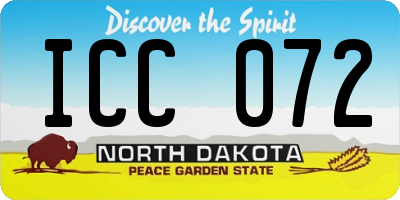 ND license plate ICC072