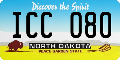 ND license plate ICC080
