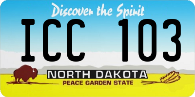 ND license plate ICC103