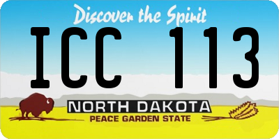 ND license plate ICC113