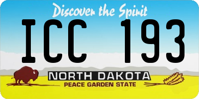 ND license plate ICC193