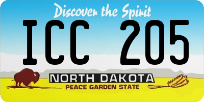 ND license plate ICC205