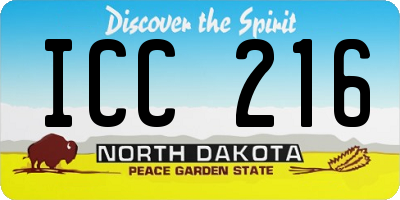 ND license plate ICC216