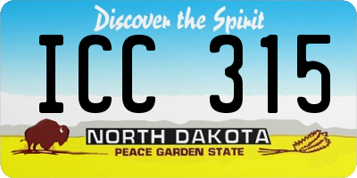 ND license plate ICC315