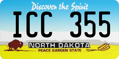 ND license plate ICC355