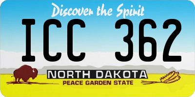 ND license plate ICC362
