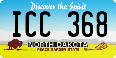 ND license plate ICC368
