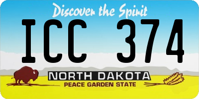 ND license plate ICC374