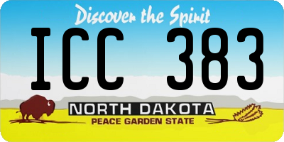 ND license plate ICC383