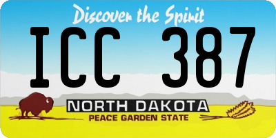 ND license plate ICC387