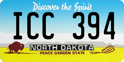 ND license plate ICC394