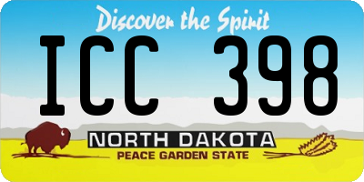 ND license plate ICC398