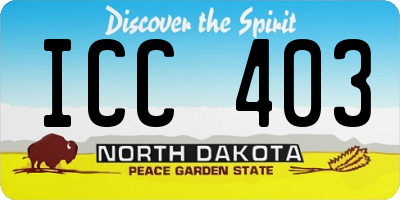 ND license plate ICC403