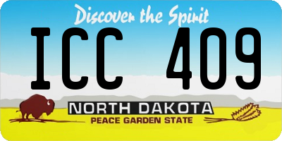 ND license plate ICC409