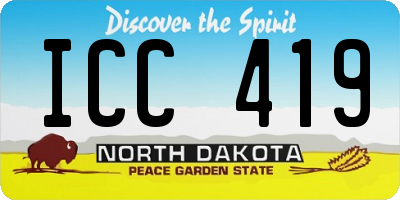 ND license plate ICC419