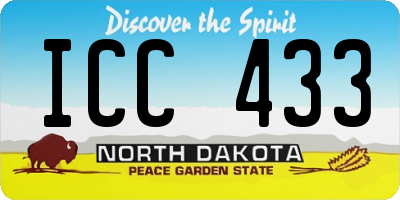 ND license plate ICC433