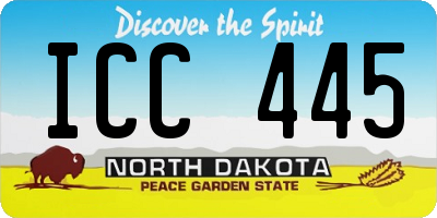 ND license plate ICC445
