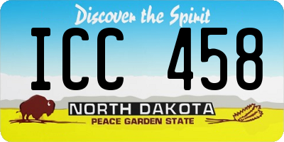 ND license plate ICC458