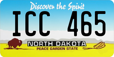 ND license plate ICC465
