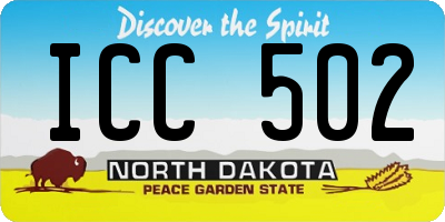 ND license plate ICC502