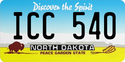 ND license plate ICC540