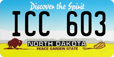 ND license plate ICC603