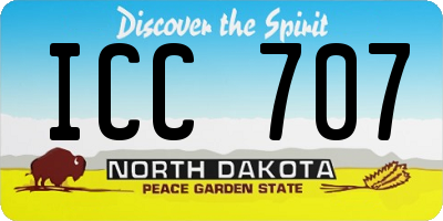 ND license plate ICC707