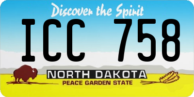 ND license plate ICC758