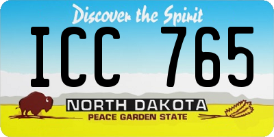 ND license plate ICC765
