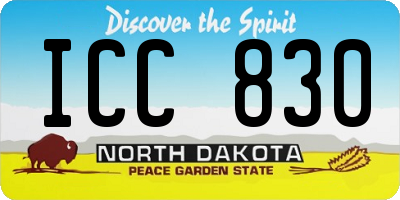 ND license plate ICC830