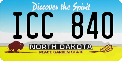 ND license plate ICC840