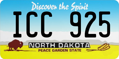 ND license plate ICC925