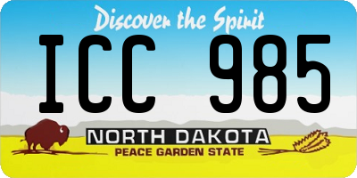 ND license plate ICC985