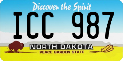 ND license plate ICC987