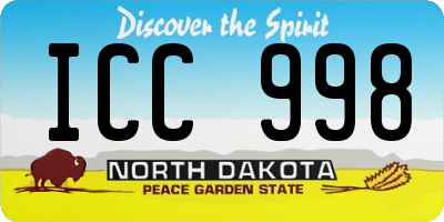 ND license plate ICC998