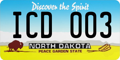 ND license plate ICD003
