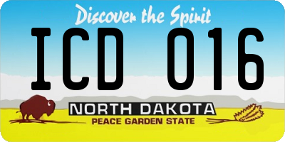 ND license plate ICD016
