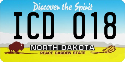 ND license plate ICD018