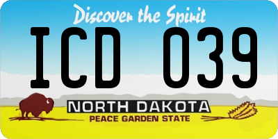 ND license plate ICD039