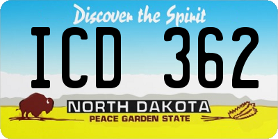 ND license plate ICD362