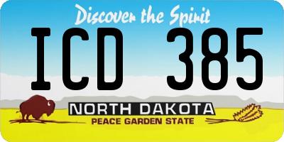 ND license plate ICD385