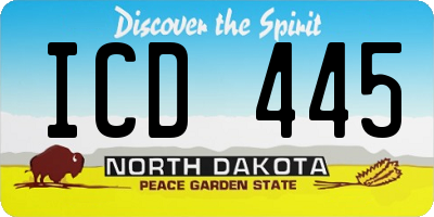 ND license plate ICD445
